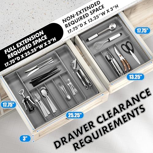 Simple Houseware Expandable Kitchen Drawer Flatware Organizer, Gray
