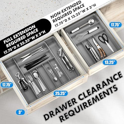 Simple Houseware Expandable Kitchen Drawer Flatware Organizer, Gray