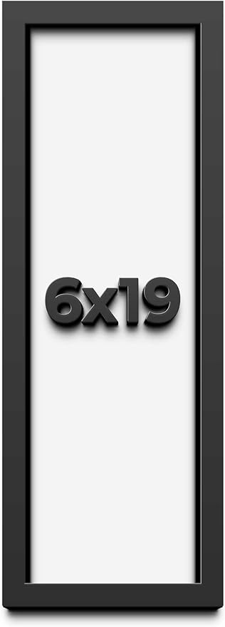6x19 Shadow Box Frame Black | 1 Inch Deep Solid Wood Shadowbox Display Frame |