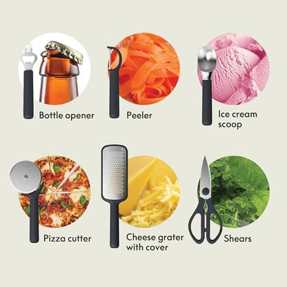 bella 7 Piece Modular Gadget Set, Non-Toxic Silicone, Slate