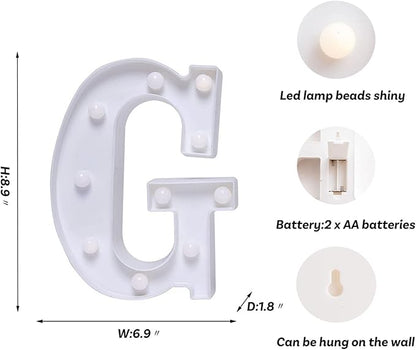 Foaky LED Letter Lights Sign Marquee Light Up Letters Sign for Night Light Wedding/Birthday Party Battery Powered Christmas Lamp Home Bar Decoration(G)