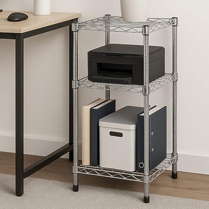 Honey-Can-Do 3-Tier Stackable Chrome Wire Shelf, 200 lb/Shelf, 15x14x30 in