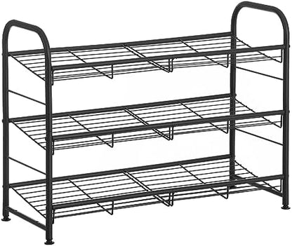 SONGMICS 3-Tier Stackable Metal Shoe Rack, Holds Up to 12 Pairs of Shoes