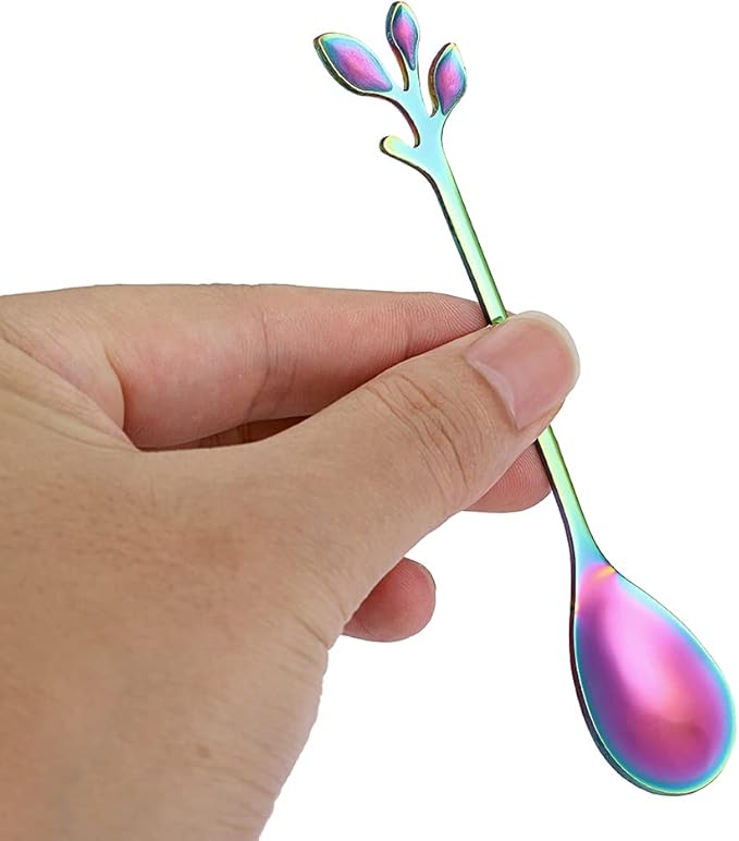 AnSaw Elegant Rainbow Leaf Coffee Spoons