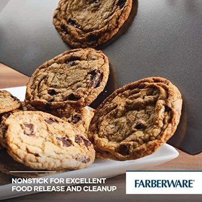Farberware GoldenBake Nonstick Bakeware Cookie/Baking Sheet Pan Set, 2 Piece, Gray