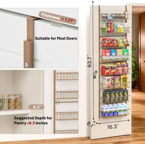 ElegantArray 8-Tier Pantry Door Organizer, Brown