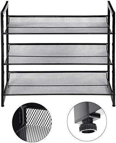 SONGMICS Metal Shoe Rack, 3-Tier Shoe Orgainzer, Holds 9-12 Pairs
