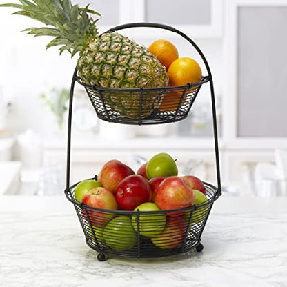 Gourmet Basics by Mikasa Tulsa Fruit Metal Storage Basket, 2-Tier