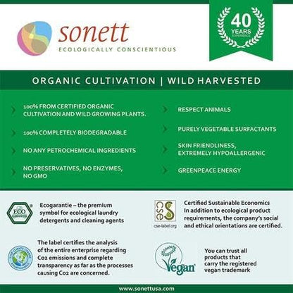 Sonett Organic Dishwashing Liquid Organic 100% Biodegradable Lemon, 10 Fl.Oz (Pack of 6)