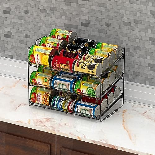 Deco Brothers Stackable Can Rack Organizer Holds Up to 36 Cans, Black