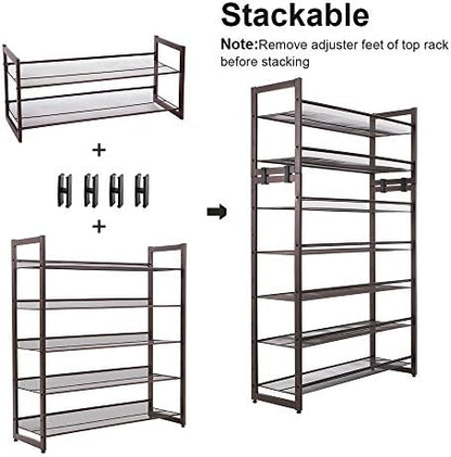SONGMICS Metal Shoe Rack, 5-Tier Shoe Orgainzer, Holds 20-25 Pairs