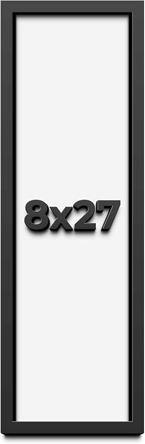 8x27 Shadow Box Frame Black | 1 Inch Deep Solid Wood Shadowbox Display Frame |