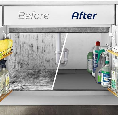 The Original Under Sink Mat - Silicone Waterproof mat, Trimmable, Easy to Clean, Kitchen cabinet liner, Under sink protector mats, Drip Tray with Lip (Dark Gray, 31" x 22")