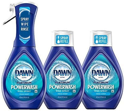 Dawn Powerwash Starter Kits, Dish Spray, Dish Detergent, Fresh Scent Bundle, Spray Bottle, 2 Refillsâ€¦
