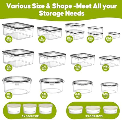42 PCS Food Storage Containers with Lids Reusable (21 Containers & 21 Lids)