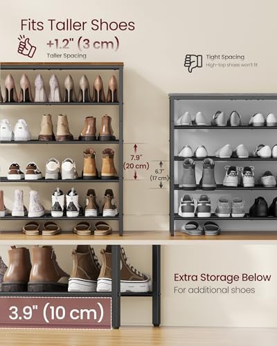 VASAGLE 5-Tier Shoe Rack, 18-24 Pairs, Metal Mesh