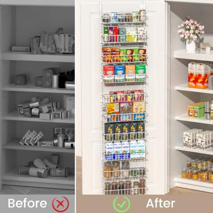 ElegantArray 10-Tier Pantry Door Organizer, White