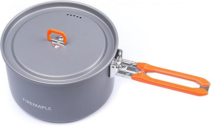 Fire-Maple Feast 4 Piece Camping Cookware Cookware Cookware Kit Outdoor Cookware Set with Pots, Kettle, Saucepans and Spatula for Hiking Fishing Picnic