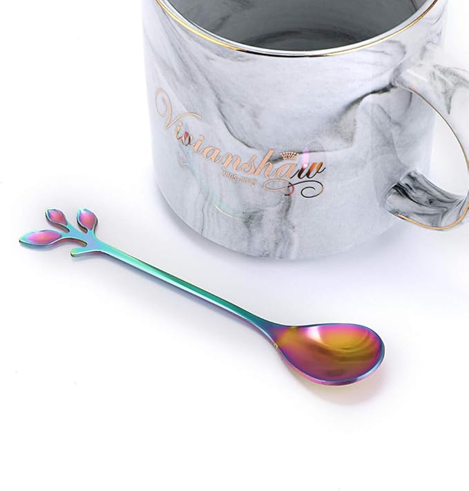 AnSaw Elegant Rainbow Leaf Coffee Spoons