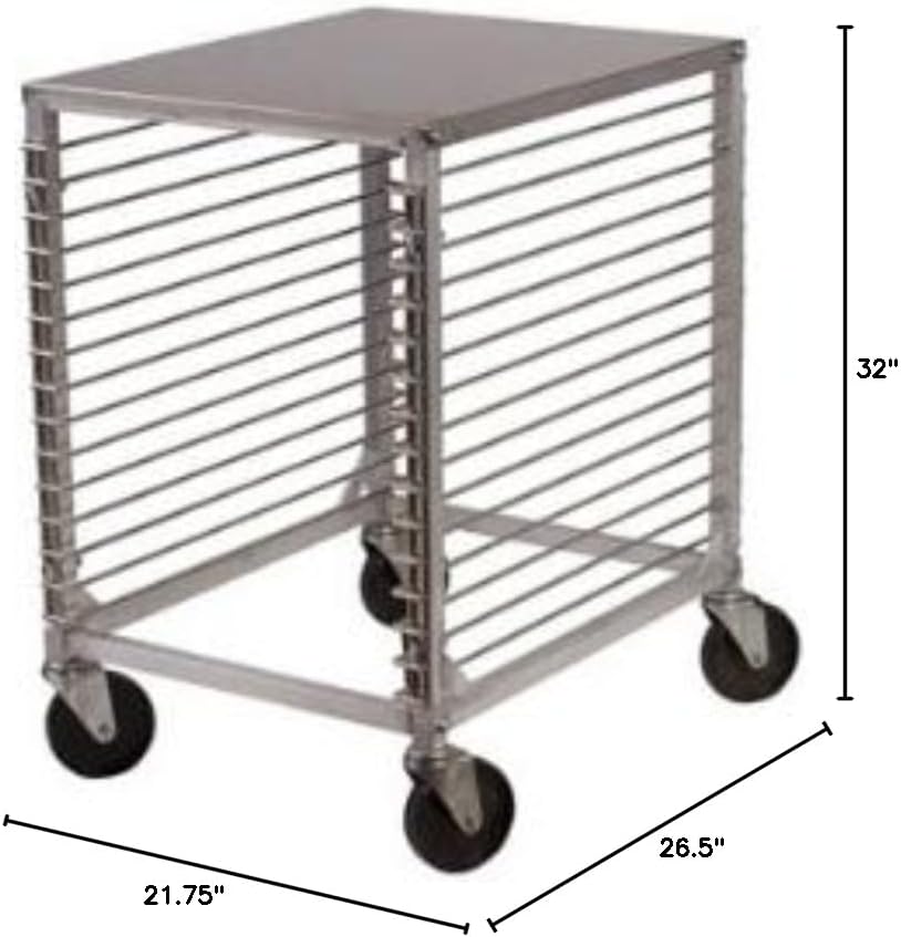 Winco 15-Tier Aluminum Sheet Pan Rack with Hard Top and Wire Slides