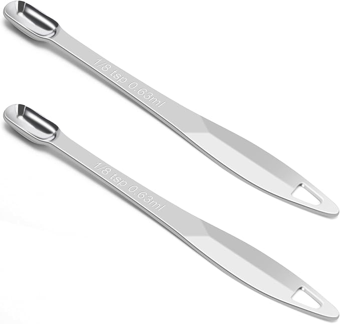 2 Pcs 1/8 Teaspoon Stainless Steel Single Measuring Spoon, Long Handle Metal