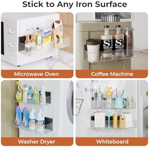 Mystozer Magnetic Spice Rack for Refrigerator Clear, 6 Pack