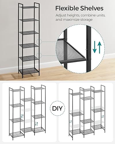 SONGMICS 6-Tier Storage Rack, Bathroom Shelf, Extendable Plant Stand