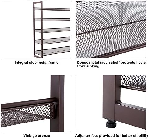 SONGMICS Metal Shoe Rack, 5-Tier Shoe Orgainzer, Holds 20-25 Pairs