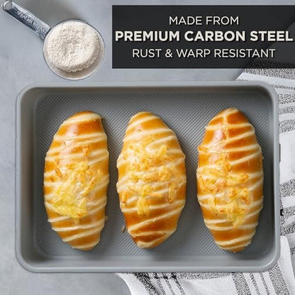 Country Kitchen Nonstick Stackable Bakeware Set - Durable, Easy Release Baking Set, Cream, 6 Pcs