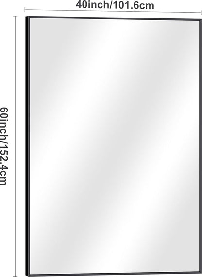 Black Bathroom Mirror for Wall, 60x40 Inch Rectangle Mirrors