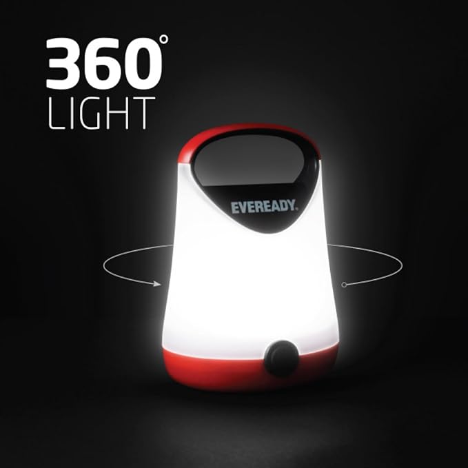 Eveready LED Camping Lantern, Bright Battery Powered Lantern, Water Resistant Hurricane Supplies, 100 Hour Run-time, Pack of 1