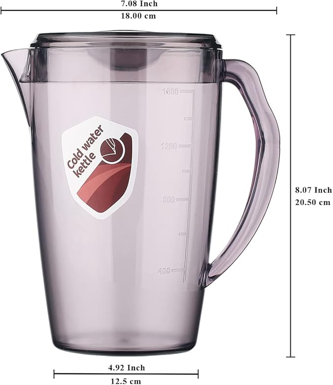 HOMQUEN Plastic Pitcher, 60 Oz/1.8L Water Carafe