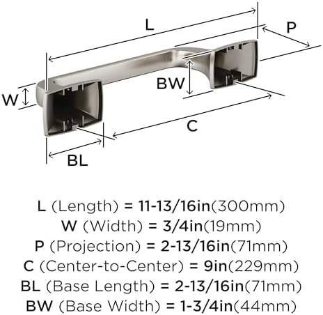 Amerock Highland Ridge Brushed Nickel 9 inch (229 mm) Center-to-Center Towel Bar, BH36015G10