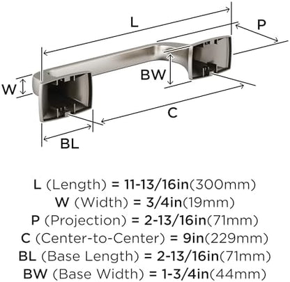 Amerock Highland Ridge Brushed Nickel 9 inch (229 mm) Center-to-Center Towel Bar, BH36015G10