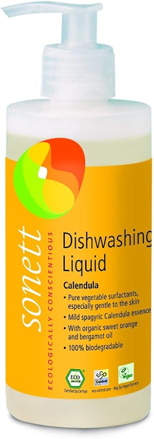 Sonett Organic Dishwashing Liquid (1 Count Calendula, 10 Fl.Oz) Certified Organically Grown