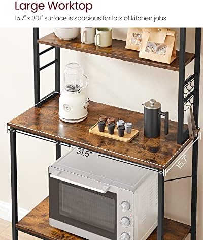 VASAGLE Coffee Bar, 31.5 Inches 6-Tier Baker's Rack with 6 Hooks