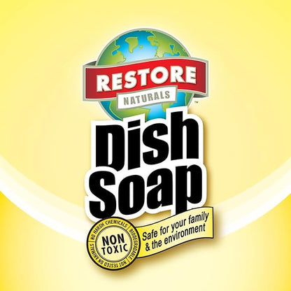 Restore Naturals Non Toxic Liquid Dish Soap - 25 Fl Oz - Plant Based | Biodegradable | Gentle Formula | Cruelty Free | Made in the USA - 3 Pack