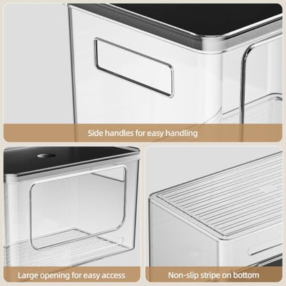 Plastic Trash Bag Holder Dispenser,Under Sink Organizer,Black lid,Set of 3