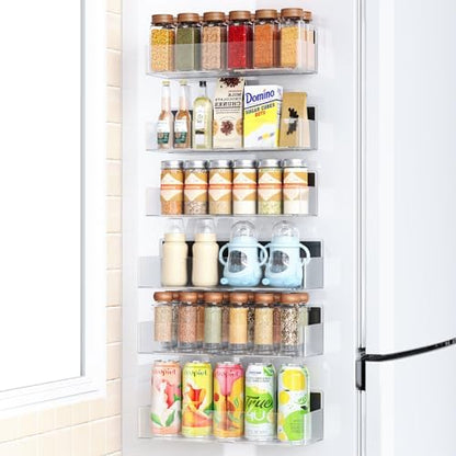 Mystozer Magnetic Spice Rack for Refrigerator Clear, 6 Pack