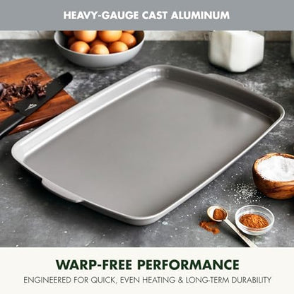 GreenPan Premiere Ovenware Healthy Ceramic Nonstick 18" x 13" Half Rectangular Baking Pan, PFAS-Free, Warp-Free Bakeware, Durable Quick Heating, Oven & Broiler Safe to 600F, Dishwasher Safe, Gray