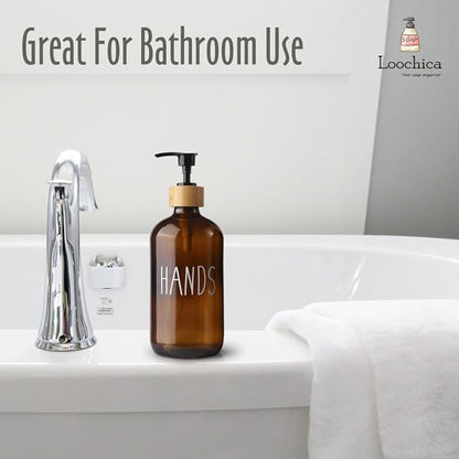 LOOCHICA Hand Amber Glass Soap Dispenser