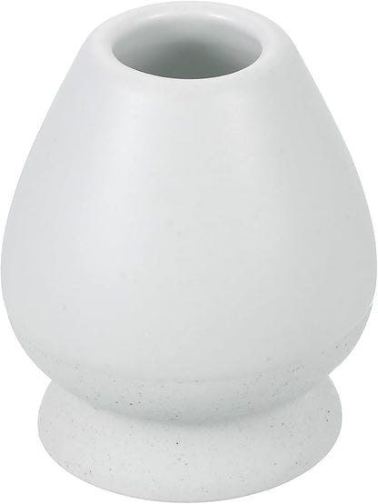 HARFINGTON Ceramic Chasen Stand 66mm Matcha Whisk Holder, Traditional Matcha Tea Chasen Holder, White