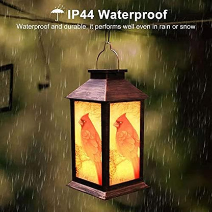 Solar Lanterns, Outdoor Hanging Lanterns Waterproof LED Solar Cardinal Lights Tabletop Lamp for Outdoor Patio Garden as Gifts for Mom Grandma Women