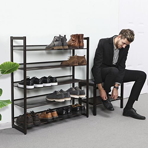 SONGMICS Metal Shoe Rack, 5-Tier Shoe Orgainzer, Holds 20-25 Pairs