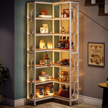 Tribesigns Corner Shelf, 7-Tier Industrial Corner Bookshelves and Bookcases