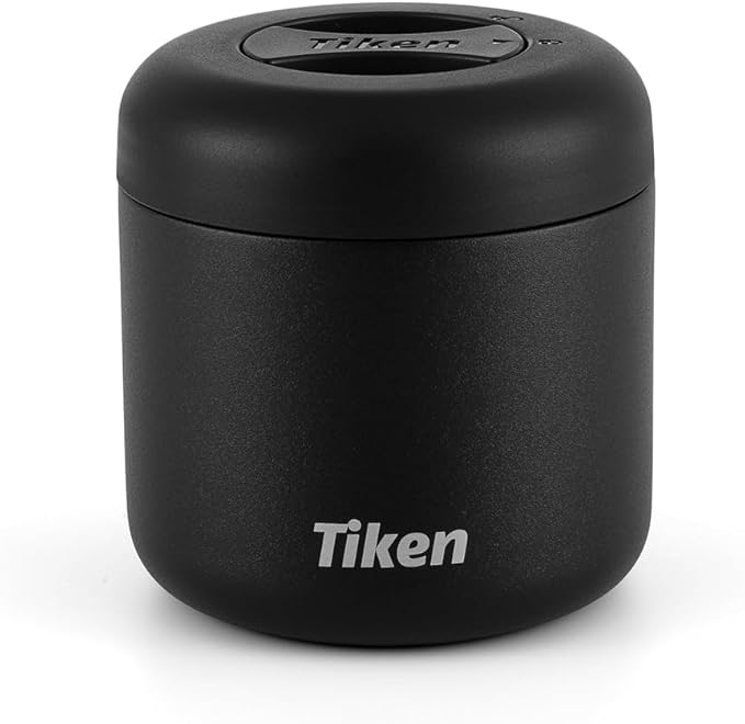 Tiken Airtight Coffee Canister Compact Size for Outdoors - Double Wall Stainless Steel, UV Blocking, Switchable to Food Storage Container 480ml Black