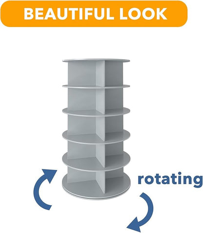 SpaceAid 5 Tier Rotating Shoe Rack Tower, Spinning Shoe Display Lazy Susan