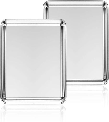 Stainless Steel Baking Sheet Set of 2, Deedro Cookie Sheet Metal Baking Pan