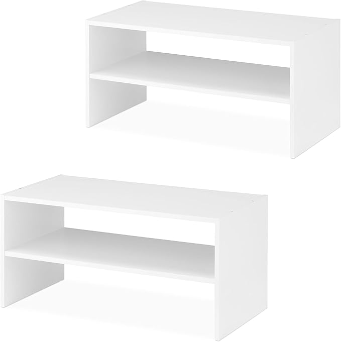 Whitmor Wood Stackable 2-Shelf Shoe Rack, 24 inches，2 Pack
