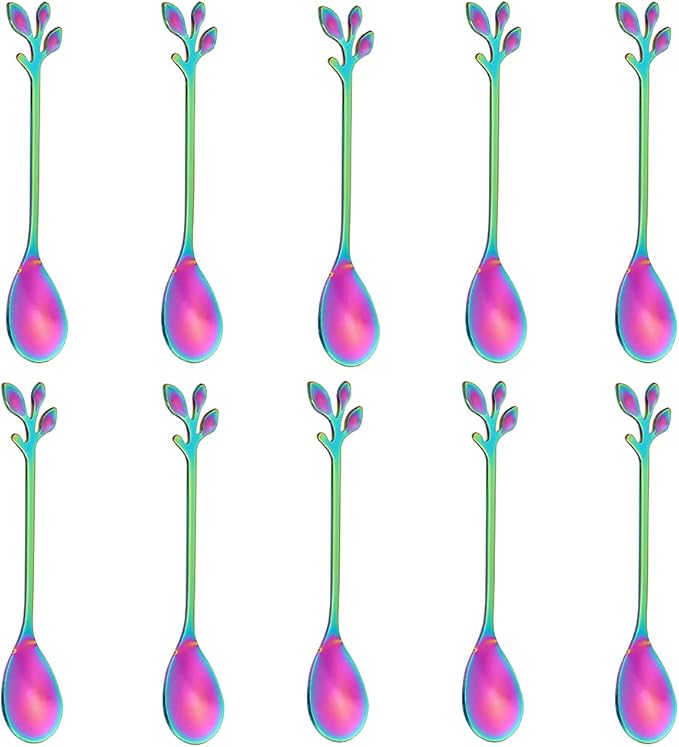 AnSaw Elegant Rainbow Leaf Coffee Spoons